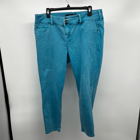 torrid Pants - Torrid Denim Jeans 18 Blue Aqua Teal Solid Color 3 Buttons Turquoise Pants